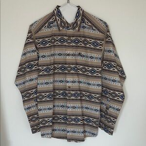 Ariat Beige & Light Blue Aztec Stripe Button-Down Shirt